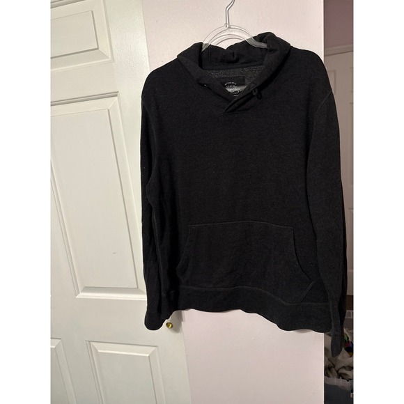 J.Crew Other - J.Crew Vintage Fleece Mens Hoodie Black Button Shawl Neck Pocket Large